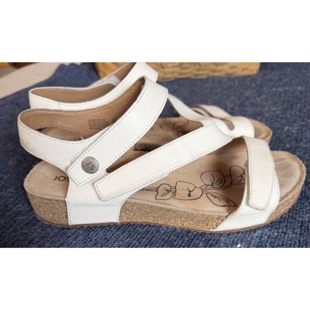 Josef Seibel Tonga 25 Adjustable Sandal White Leather Size EU 39, US 8-8.5 - Picture 3 of 11